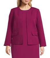 Kasper Plus Size Crepe Long Sleeve Open Front Jacket