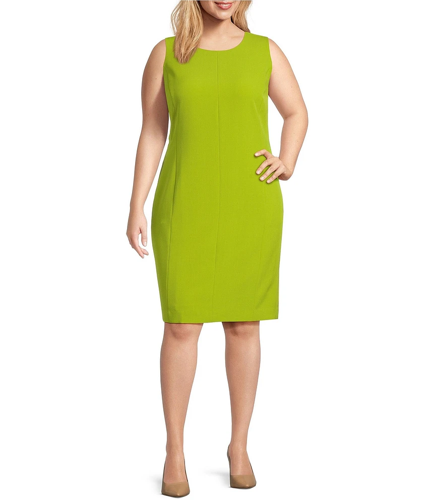 Kasper Plus Size Crepe Sleeveless Multi Seam Sheath Dress