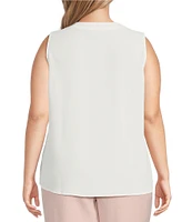 Kasper Plus Size Crepe V-Neck Sleeveless Blouse