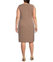 Kasper Plus Size Crew Neck Sleeveless Pebble Crepe Coordinating Sheath Dress