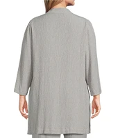Kasper Plus Size Crinkle Open Front Duster Cardigan