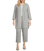 Kasper Plus Size Crinkle Open Front Duster Cardigan