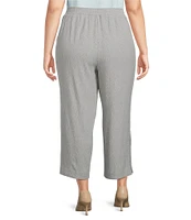 Kasper Plus Size Crinkle Pull On Wide Leg Crop Pants