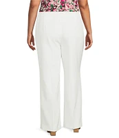 Kasper Plus Size Flat Front Wide Leg Stretch Crepe Pants