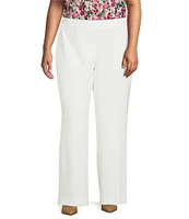 Kasper Plus Size Flat Front Wide Leg Stretch Crepe Pants