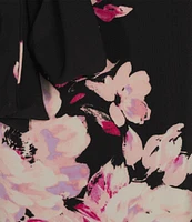 Kasper Plus Size Floral Crew Neck Short Sleeve Tie Waist Fit & Flare Dress