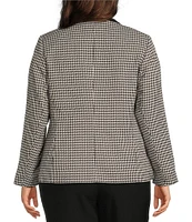 Kasper Plus Size Houndstooth Faux Double-Breasted Framed Jacket