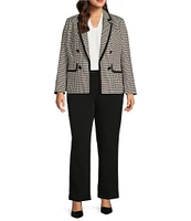 Kasper Plus Size Houndstooth Faux Double-Breasted Framed Jacket