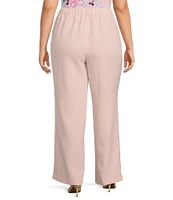 Kasper Plus Size Melange Crepe Pull On Straight Leg Trouser
