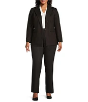 Kasper Plus Size Notch Lapel Button Front Zipper Sleeve Blazer Jacket