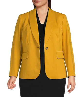 Kasper Plus Size Ponte Shawl Collar Long Sleeve Blazer