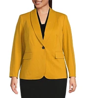 Kasper Plus Size Ponte Shawl Collar Long Sleeve Blazer