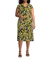 Kasper Plus Size Printed Flared Coordinating Midi Skirt