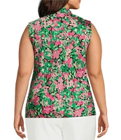 Kasper Plus Size Satin Sleeveless Tie Front Blouse