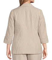 Kasper Plus Size Seersucker Notch Lapel 3/4 Roll-Tab Sleeve Coordinating Patch Pocket Jacket
