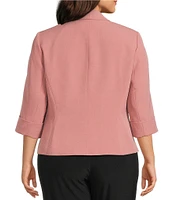 Kasper Plus Size Shawl Collar 3/4 Sleeve Open Front Crepe Jacket