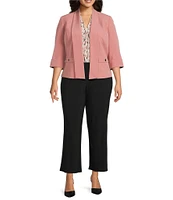 Kasper Plus Size Shawl Collar 3/4 Sleeve Open Front Crepe Jacket