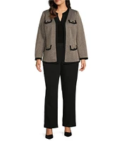 Kasper Plus Size Shimmer Herringbone Framed Patch Pocket Lady Jacket