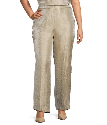 Kasper Plus Size Shimmer Twill Pull On Wide Leg Coordinating Pants