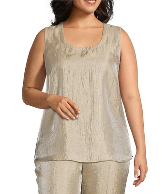 Kasper Plus Size Shimmer Twill Scoop Neck Sleeveless Coordinating Top