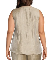 Kasper Plus Size Shimmer Twill Scoop Neck Sleeveless Coordinating Top