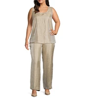 Kasper Plus Size Shimmer Twill Scoop Neck Sleeveless Coordinating Top