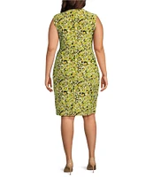 Kasper Plus Size Sleeveless Faux Wrap V-Neck Dress