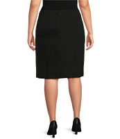 Kasper Plus Size Snap Front Stretch Crepe Skirt