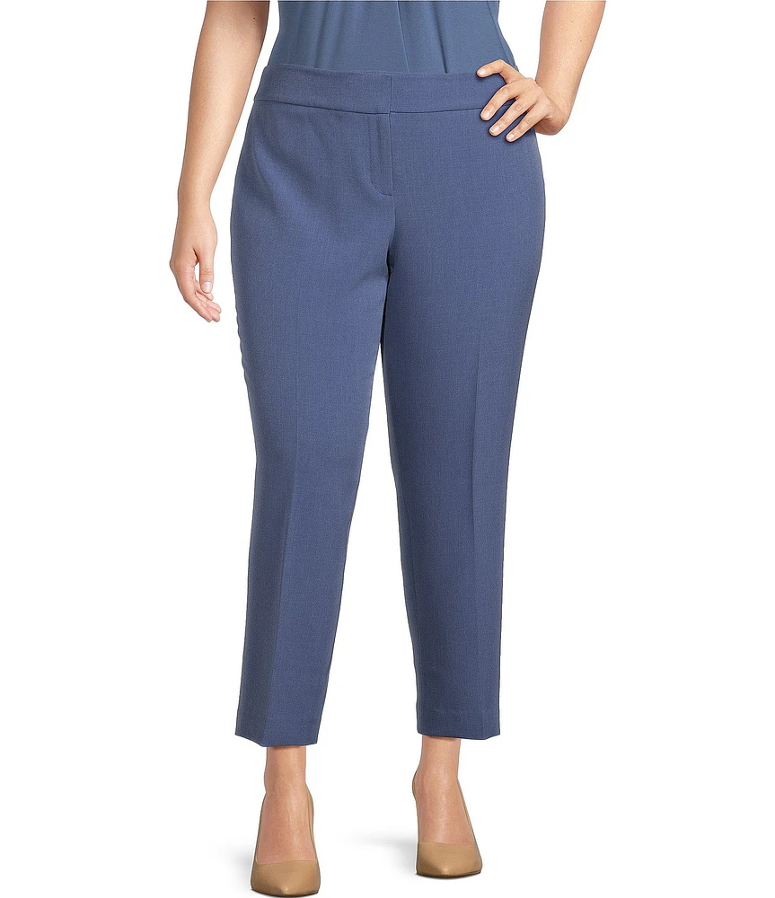 Kasper Plus Size Stretch Crepe Flat Front Coordinating Straight Leg Pants