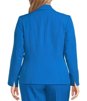 Kasper Plus Size Stretch Crepe Notch Lapel Collar Welt Pocketed One Button Front Blazer