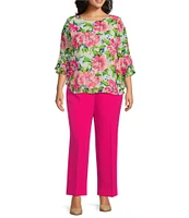 Kasper Plus Size Stretch Crepe Slim Leg Pants