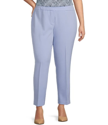 Kasper Plus Size Stretch Crepe Straight Leg Slim Pant