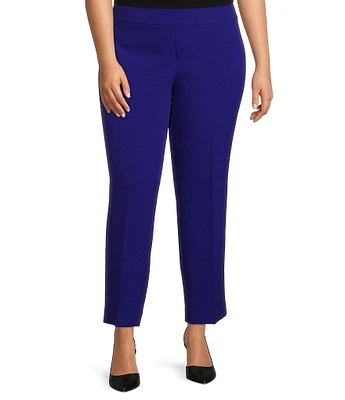 Kasper Plus Size Stretch Crepe Unlined Slim Flat Front Pocketed Pants