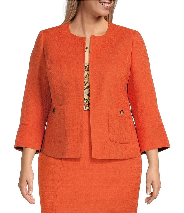 Plus Size Dillards Red Coats Kasper Plus Size Textured Patch