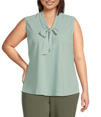 Kasper Plus Size Sleeveless Tie Front Blouse