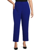 Kasper Plus Size Solid Crepe Slim Straight Ankle Pants