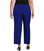 Kasper Plus Size Solid Crepe Slim Straight Ankle Pants