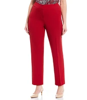 Kasper Plus Size Solid Crepe Slim Straight Ankle Pants