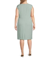 Kasper Plus Size Stretch Crepe Crew Neckline Cap Sleeve Sheath Dress