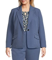 Kasper Plus Size Stretch Crepe Notch Collar Long Sleeve Blazer