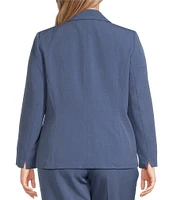 Kasper Plus Size Stretch Crepe Notch Collar Long Sleeve Blazer