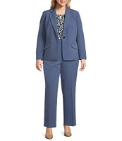 Kasper Plus Size Stretch Crepe Notch Collar Long Sleeve Blazer