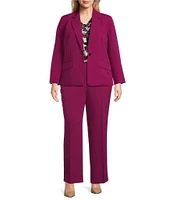 Kasper Plus Size Stretch Crepe Notch Collar Long Sleeve Blazer