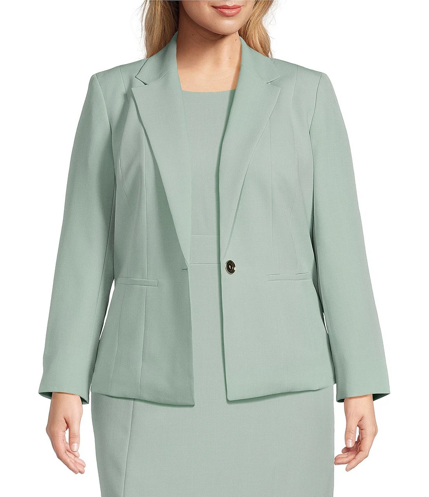 Kasper Plus Size Stretch Crepe Notch Lapel Neckline Long Sleeve Blazer