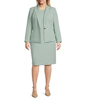 Kasper Plus Size Stretch Crepe Notch Lapel Neckline Long Sleeve Blazer