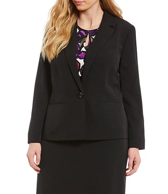 Kasper Plus Size Stretch Crepe Seamed Blazer