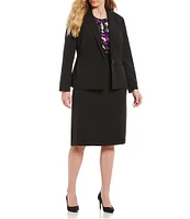 Kasper Plus Size Stretch Crepe Seamed Blazer