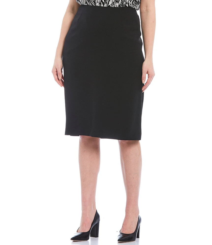 Kasper Plus Size Stretch Crepe Skimmer Skirt