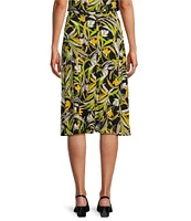 Kasper Printed Flared Midi Skirt