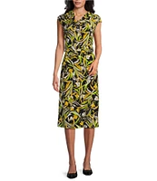 Kasper Printed Flared Midi Skirt